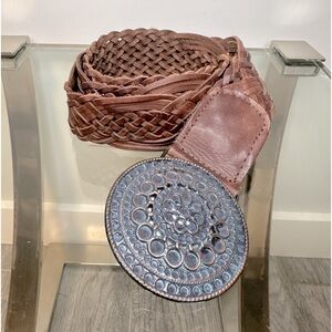 GUESS  Brown Braided Leather Belt Size XL